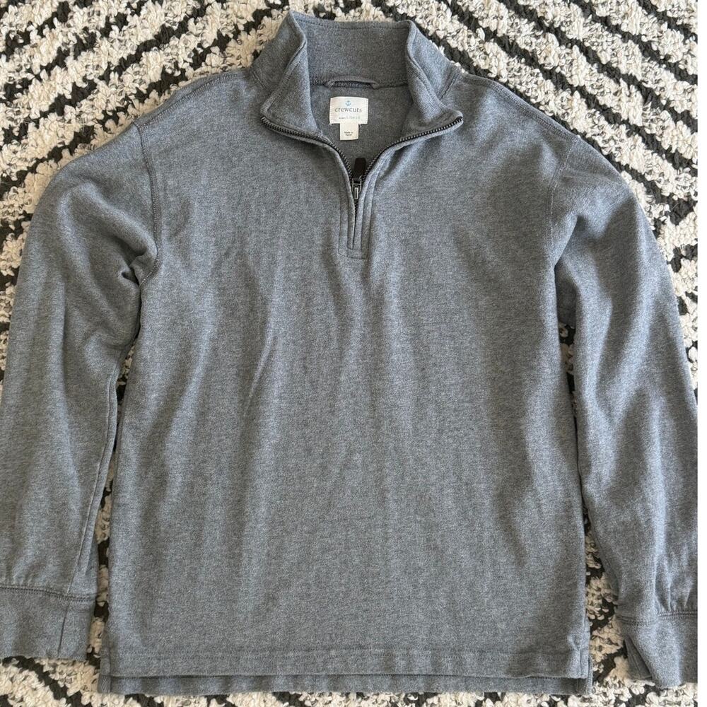 Crewcuts Boys Gray Cotton Quarter Zip Pullover Size 10-11 Large